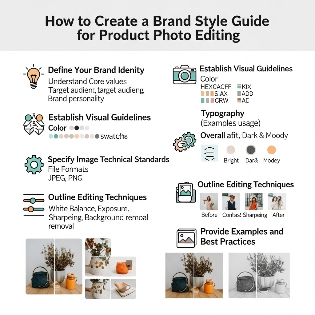 brand style guide for product photo editing example