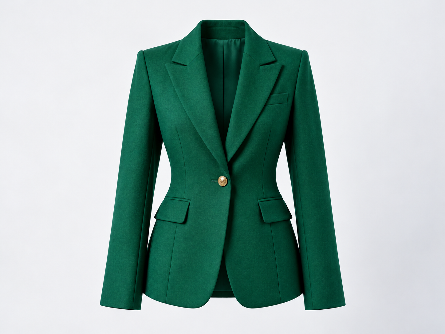 3D ghost mannequin hollow neck joint composite on emerald blazer