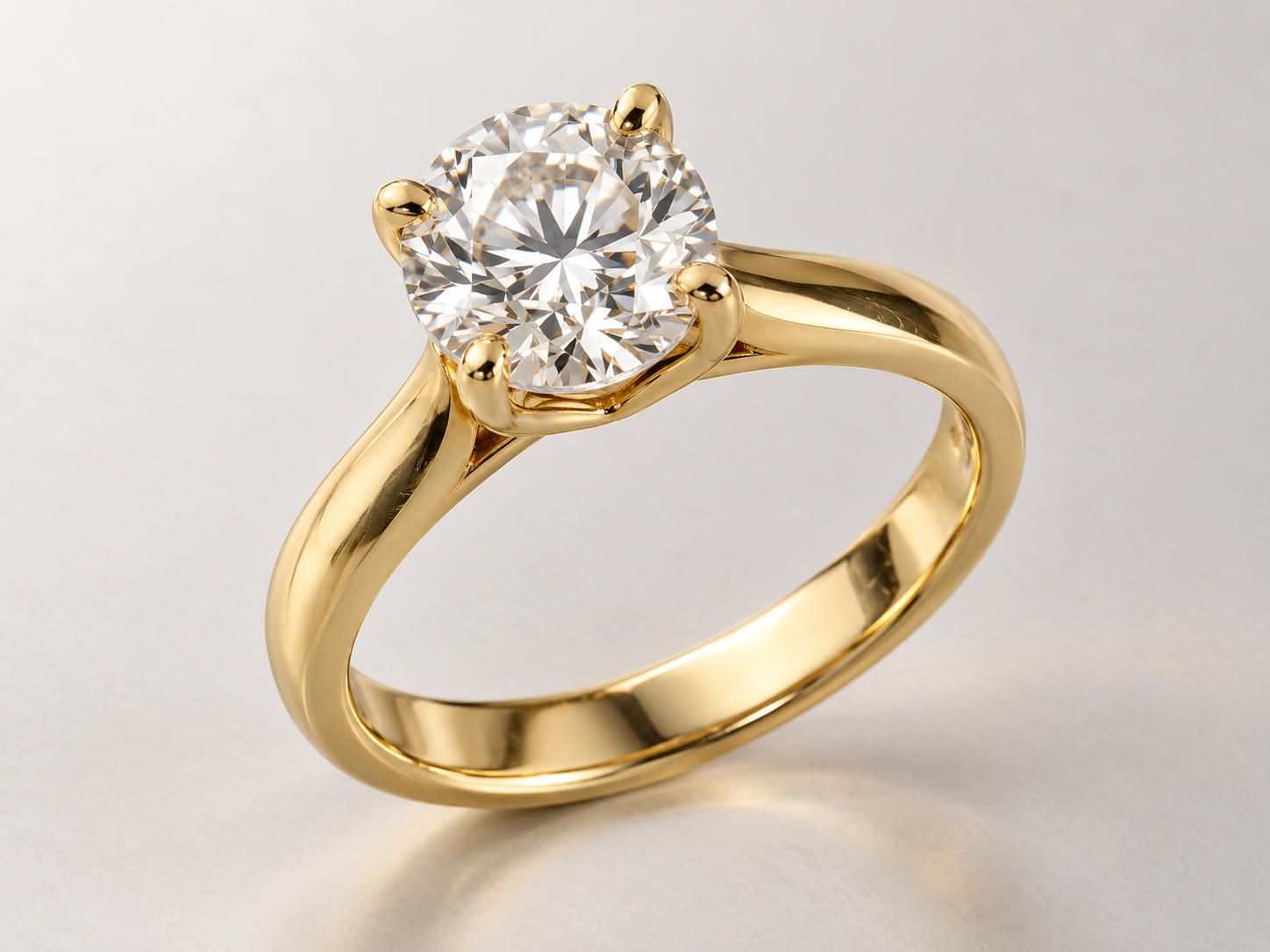 Luxury diamond solitaire ring macro retouching and metal polish
